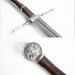 Details of Geralt of Rivia’s Steel sword from the Netflix Show, The Witcher. Closeup of the guard and pommel.