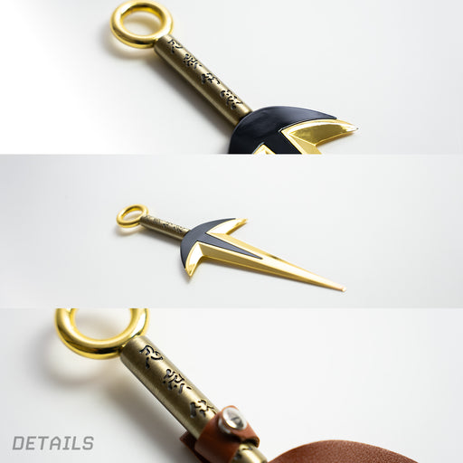 Flying Thunder God Kunai - Details, closeup of etched handle and blade.