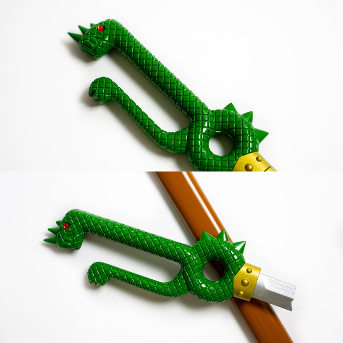 Meliodas’ Dragon Handle broken sword from the anime and manga series Seven Deadly Sins. It features a green dragon head for the handle and a broken blade.