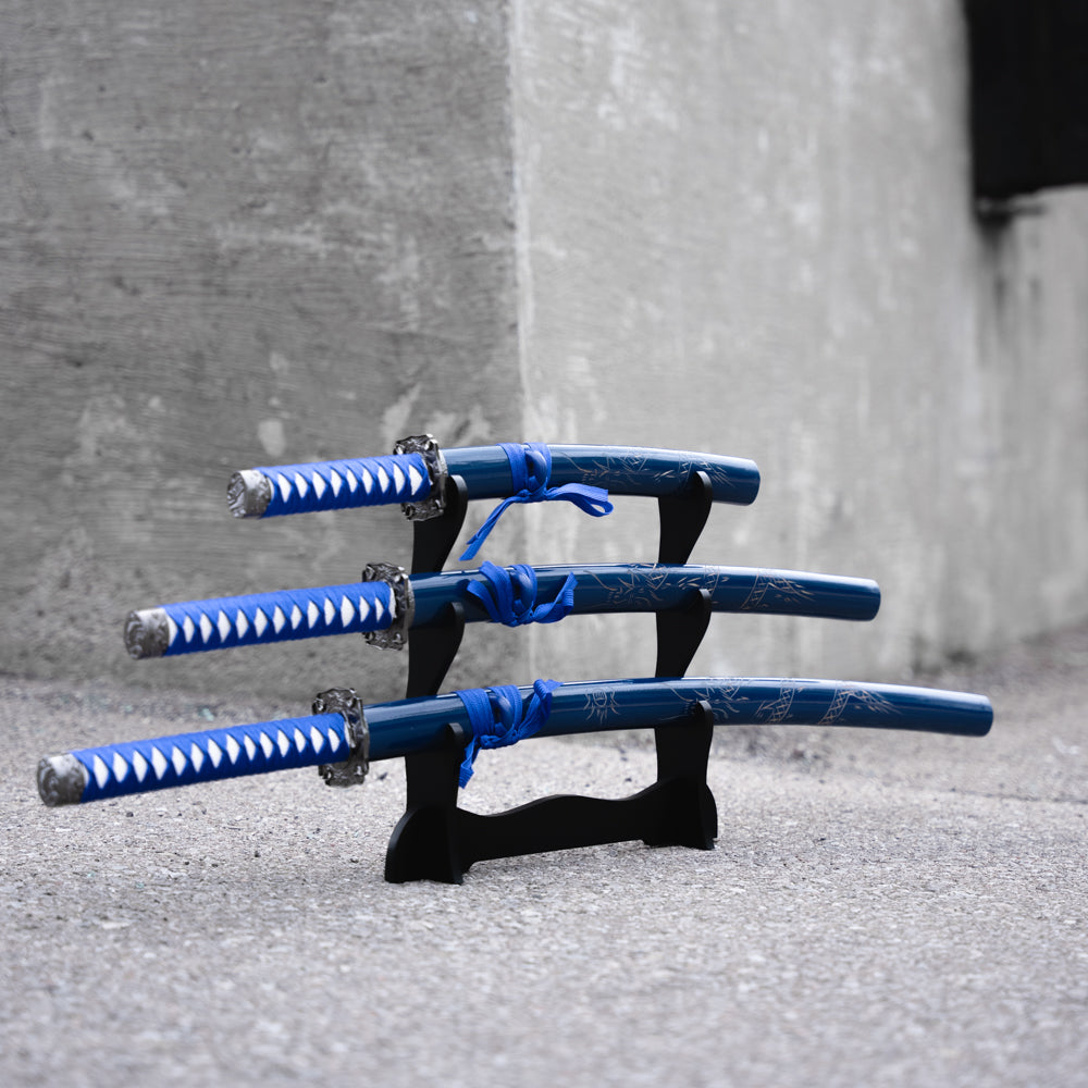 Fire and Steel - Navy Dragon Katana 3-Sword Set - Fire and Steel