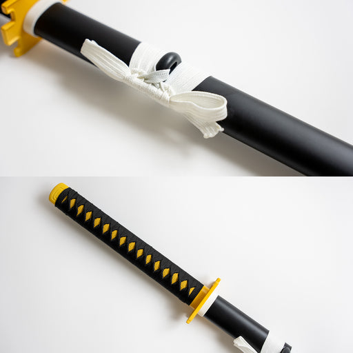 Closeups of Yuta’s sword from Jujutsu Kaisen, including details of the sageo and handle.