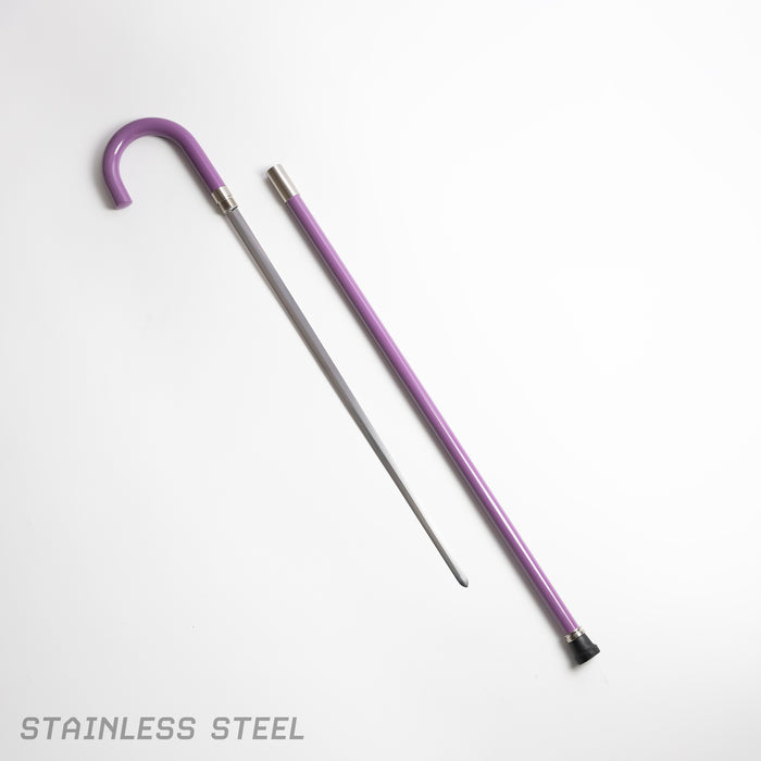 Brook’s Cane, otherwise known as Soul Solid from One Piece, is a sword hidden within a purple lacquered cane. It has a rubber base and a twist screw to remove the stainless steel blunted blade.