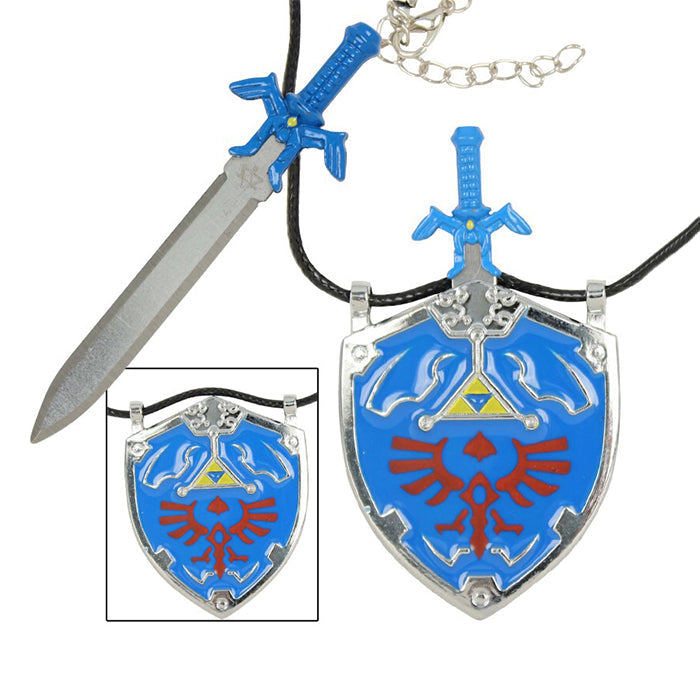 Link's Master Sword with Hylian Shield Necklace - Fire and Steel