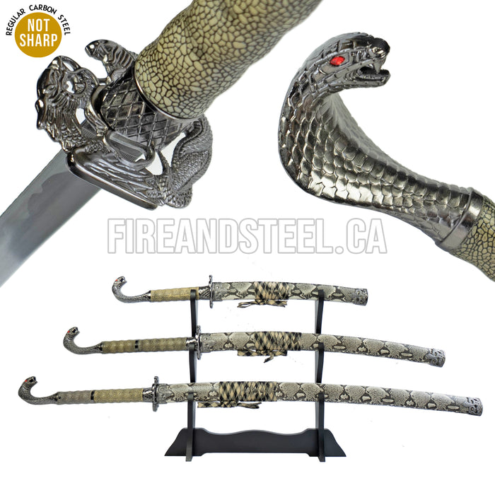 Cobra Katana 3-Sword Set - Fire and Steel