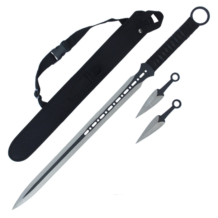 Fire and Steel - Beginner's Ninjato with Throwing Knife Set - Fire and Steel