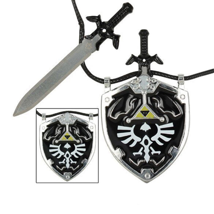 Link's Master Sword with Hylian Shield Necklace - Fire and Steel